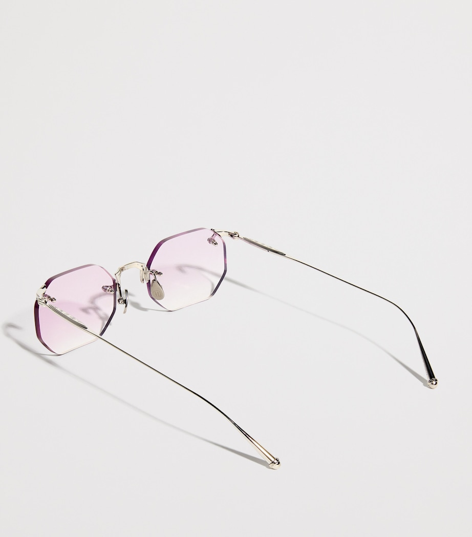 Octagonal Rimless Sunglasses M3104-B WHITE Image 3