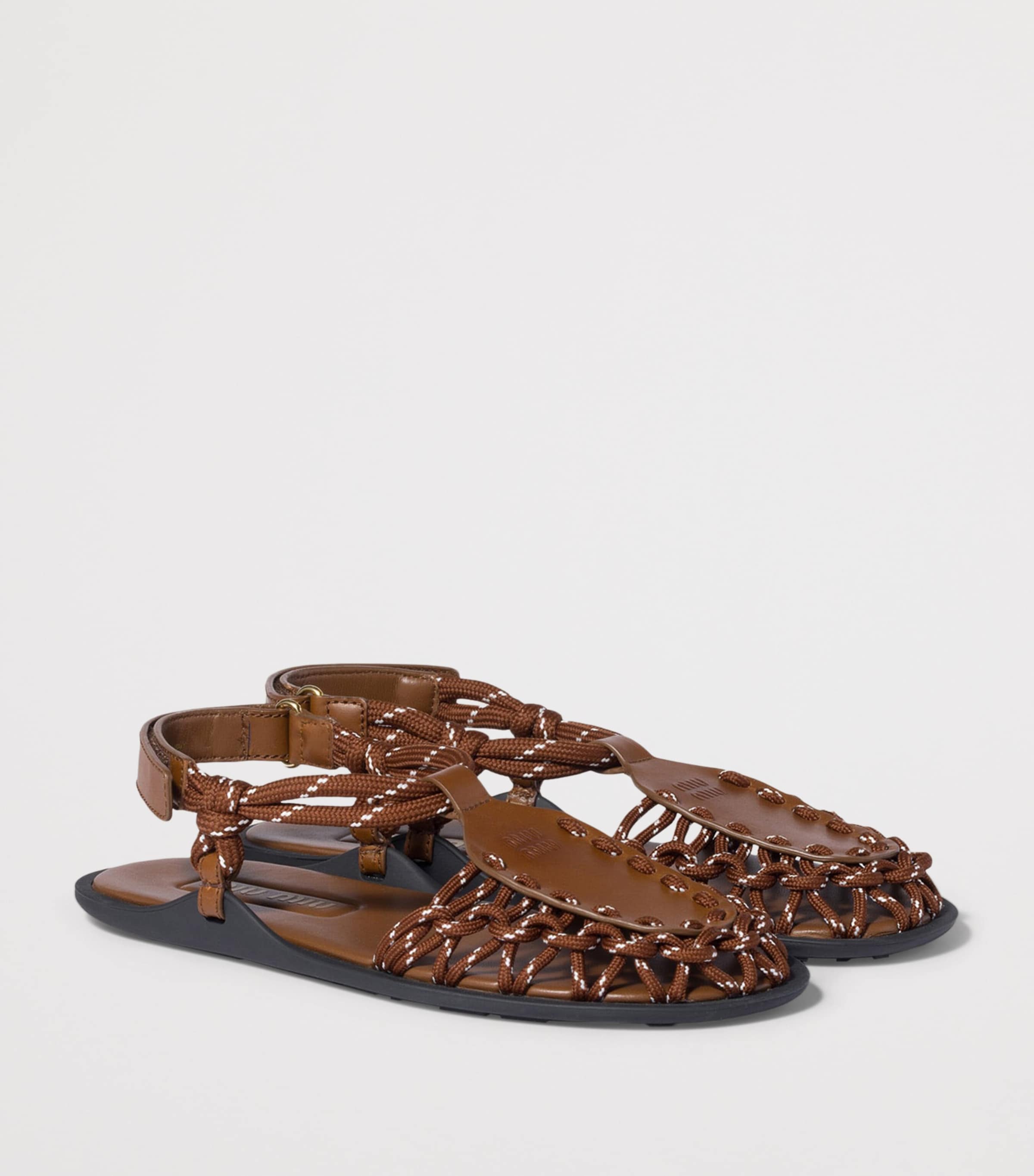 Miu Miu Leather Cord Sandals Brown Image 2