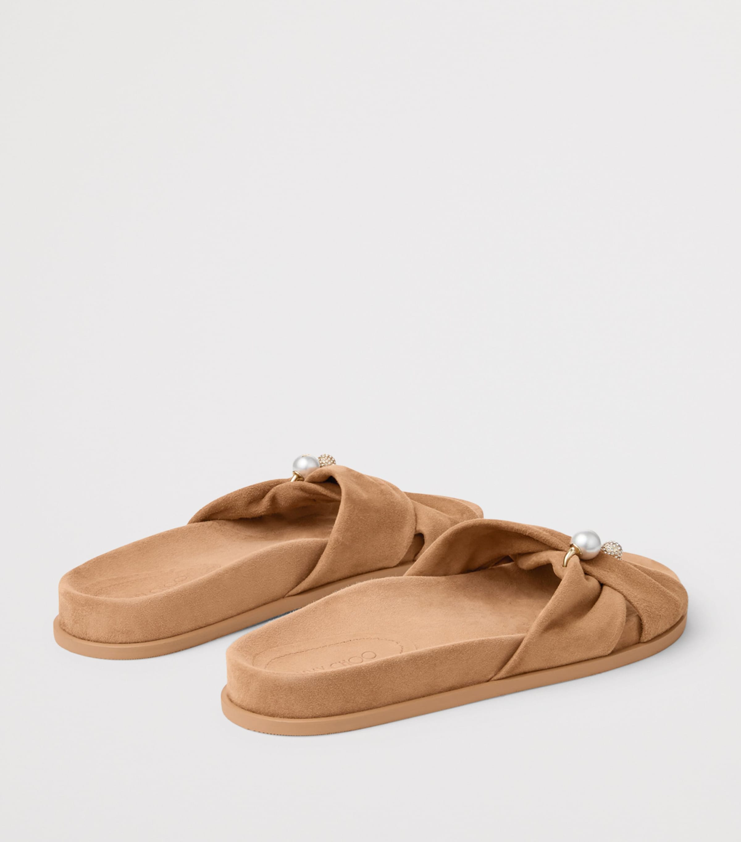 JIMMY CHOO ミュール サンダル ベージュ36 Jimmy Choo Beige Rafi Leather Flat Sandals | Harrods US