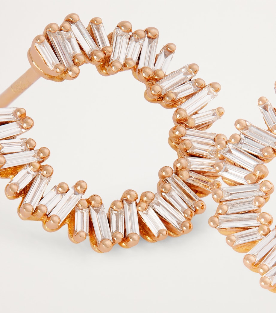 Suzanne Kalan Rose Gold and Diamond Classic Mini Sideways Hoop Earrings Rg/wd Image 6
