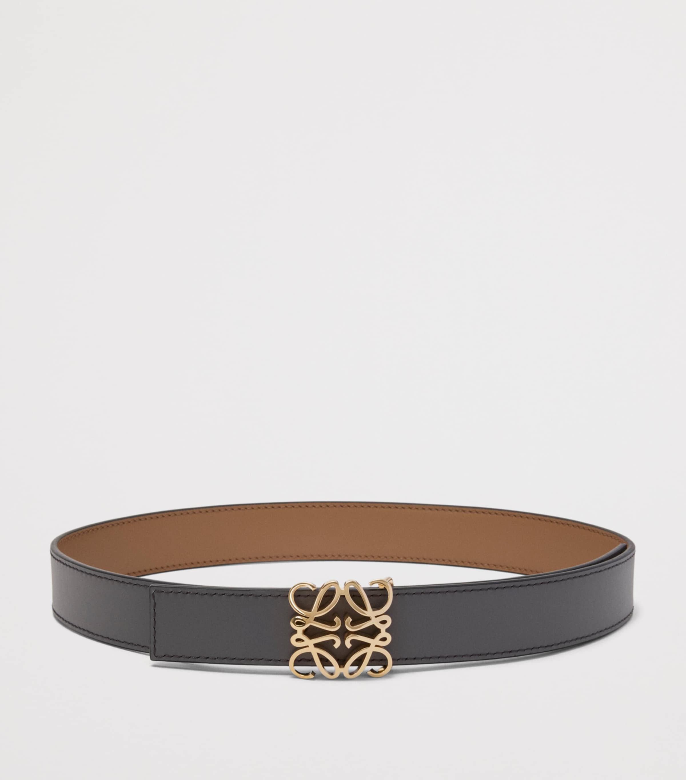 Leather Reversible Anagram Bombé Belt MOCHA/SLATE Image 3
