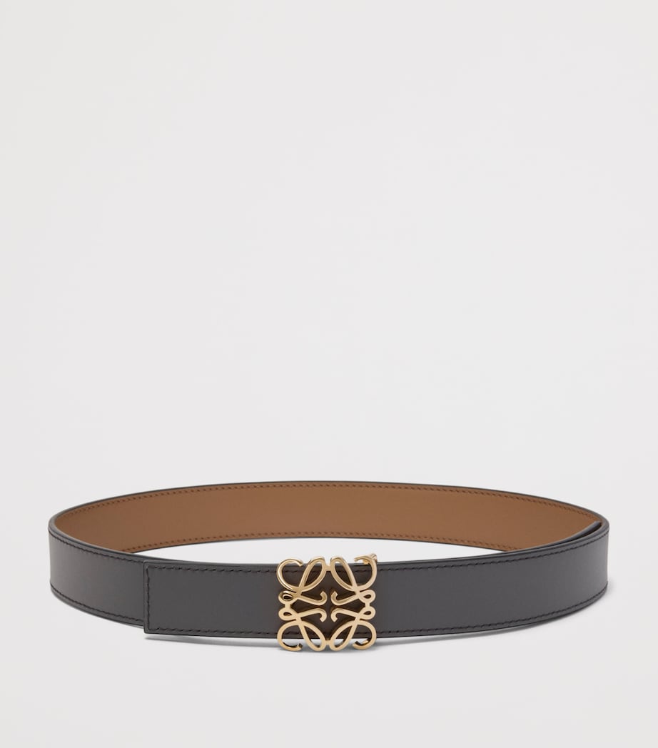 Leather Reversible Anagram Bombé Belt MOCHA/SLATE Image 3