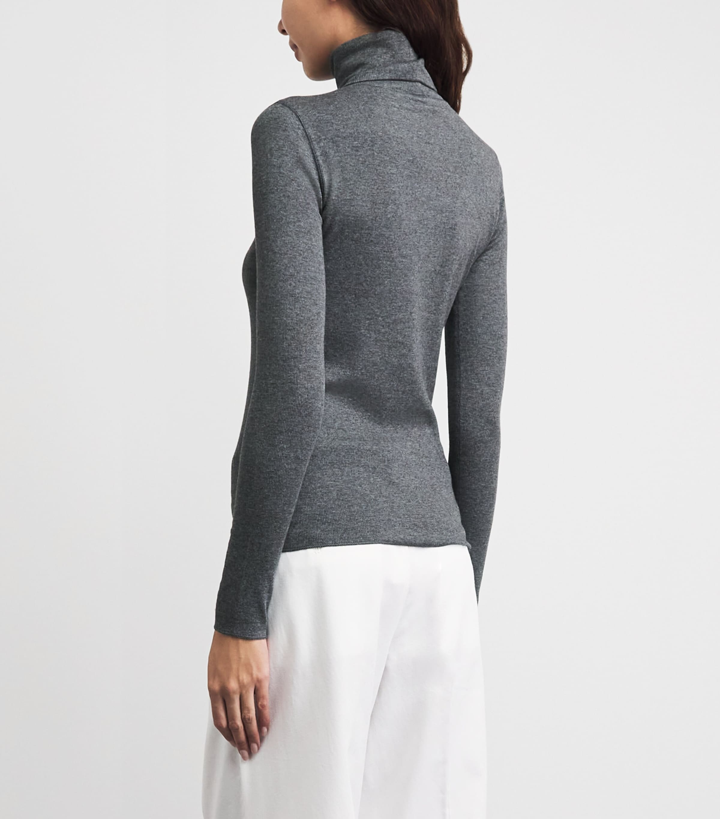 Polo Ralph Lauren Womens Slim Rollneck Sweater Med Flannel Heather Image 5