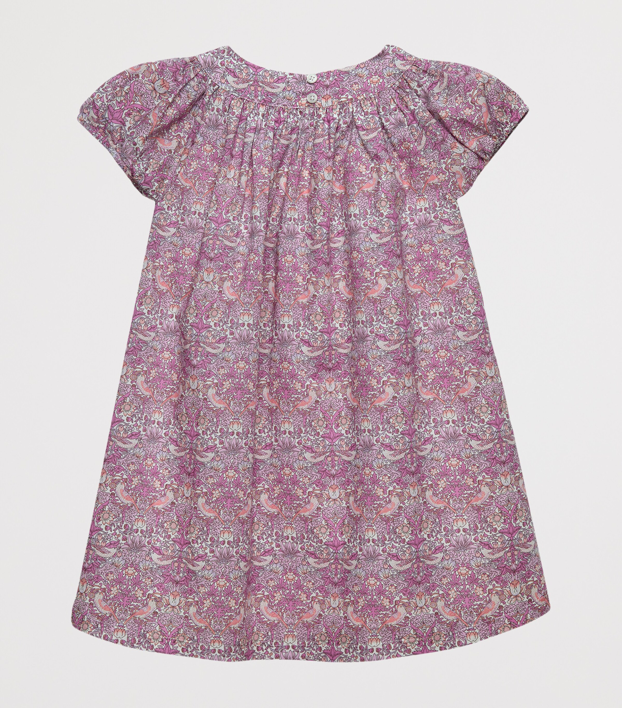 Trotters Cotton Strawberry Thief Dress (6-11 Years) Pink Strawberry Thie Image 2