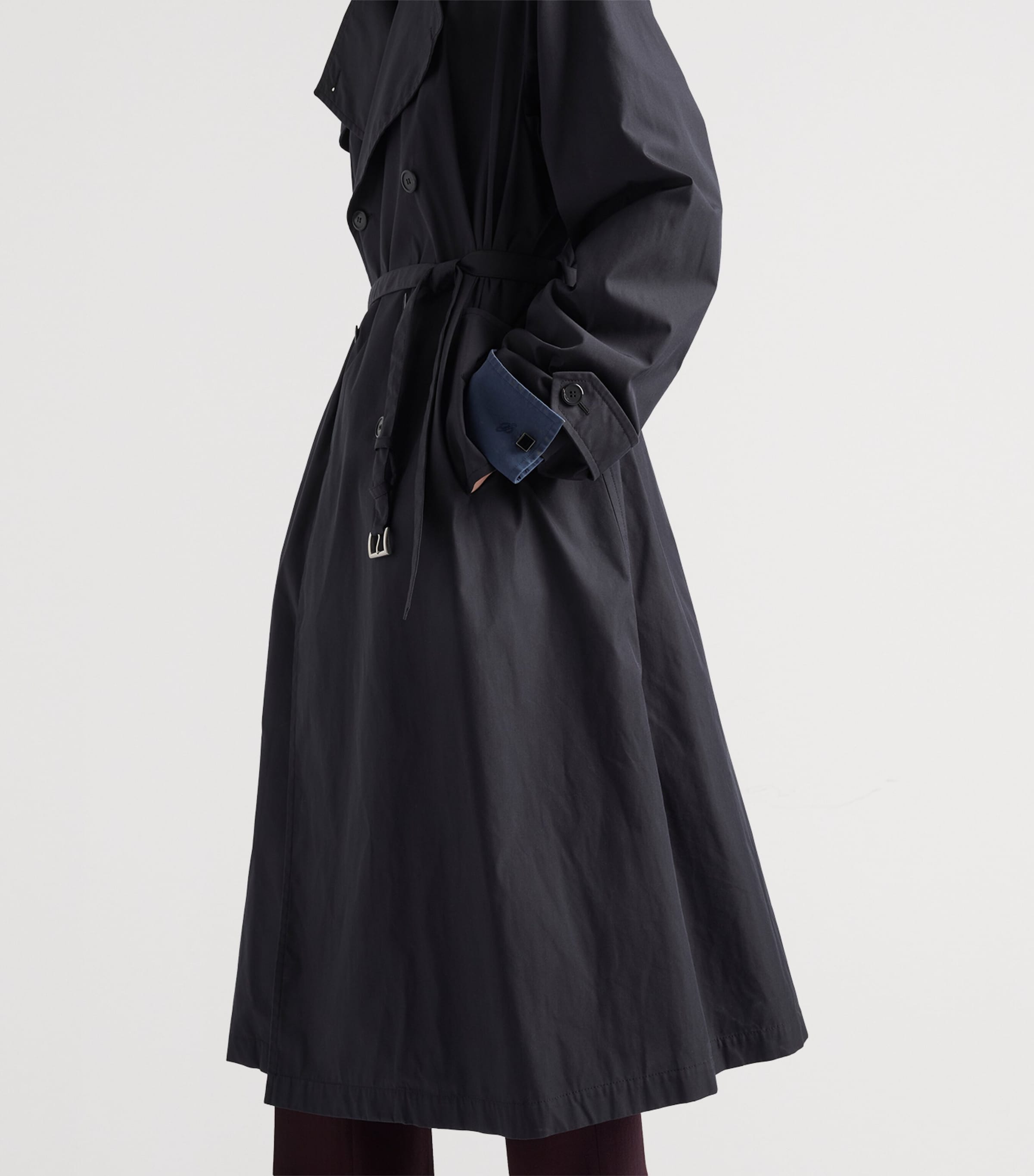 Prada Mens Cotton-Blend Collarless Trench Coat Black Image 3