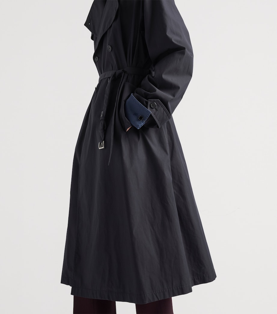 Prada Mens Cotton-Blend Collarless Trench Coat Black Image 3