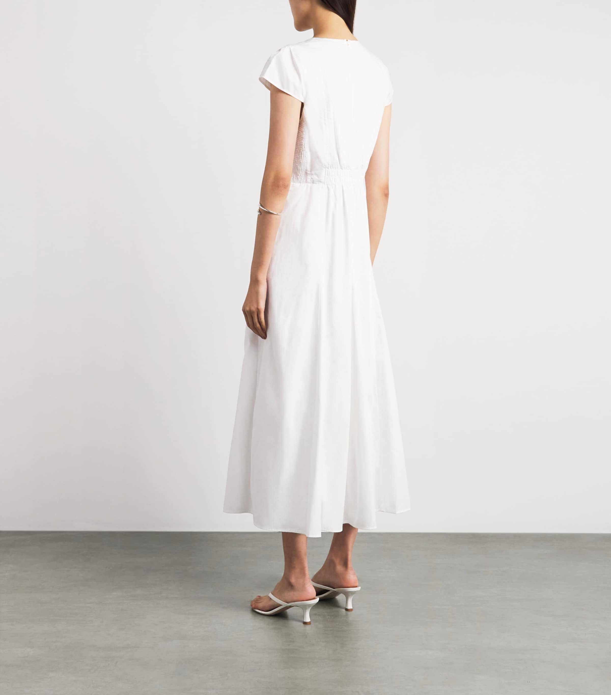 ME+EM Womens Cotton Poplin Midi Dress Soft White Image 4