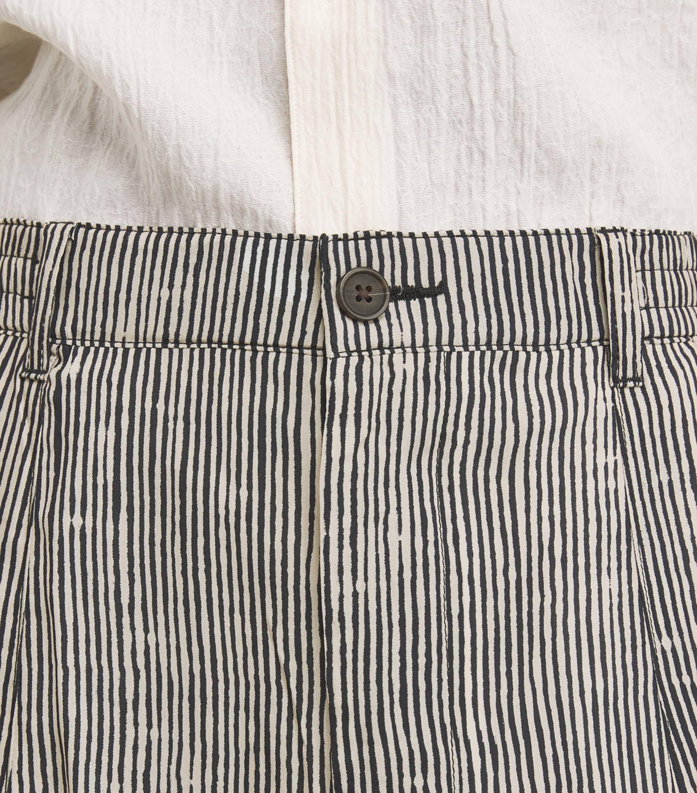 Lyocell-Blend Stripe Barrel-Leg Trousers F1183 Image 6