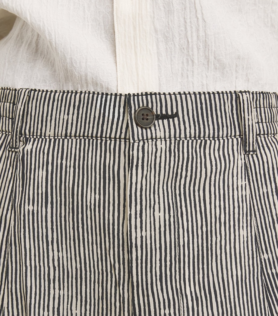 Lyocell-Blend Stripe Barrel-Leg Trousers F1183 Image 6