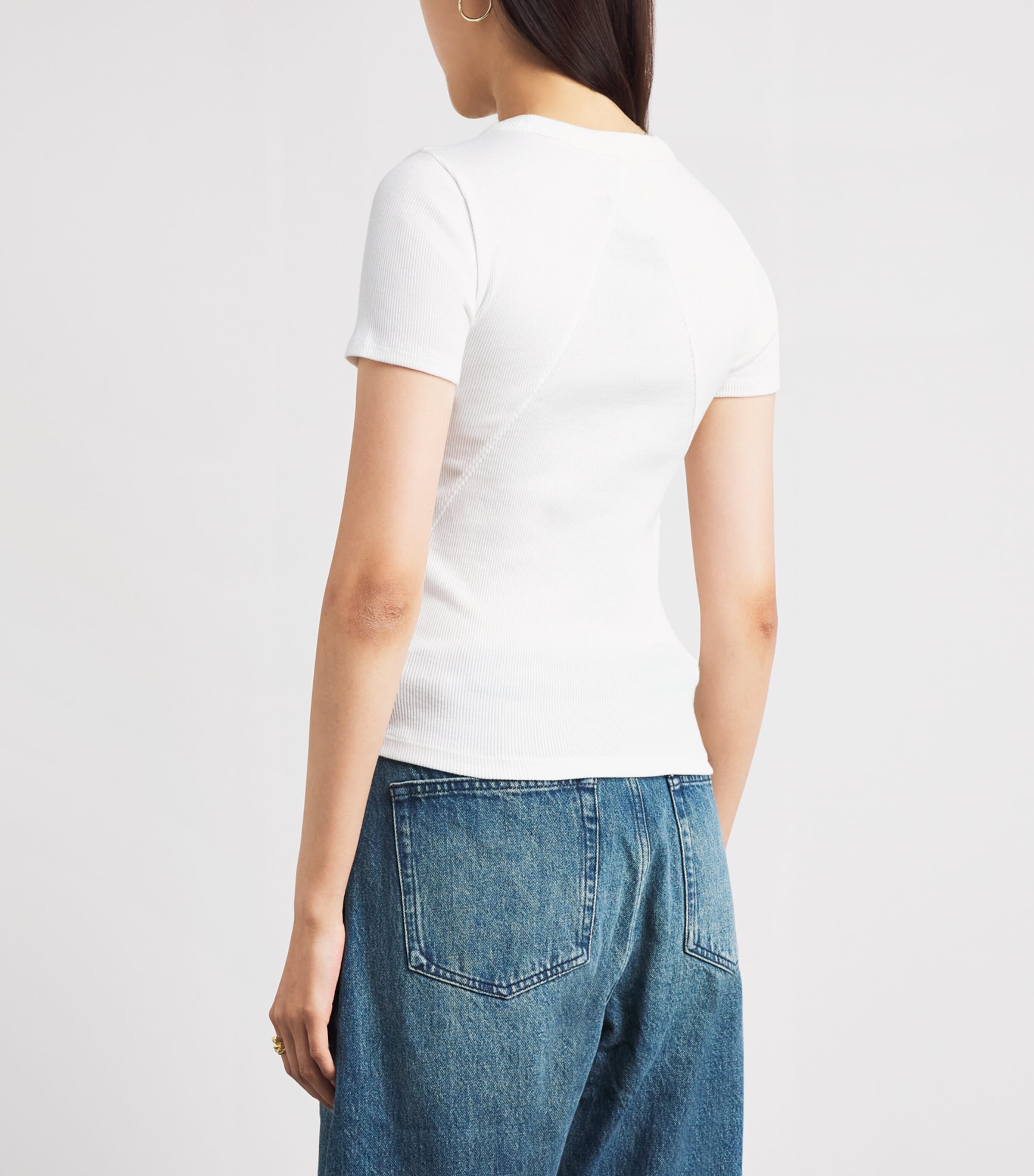 Rag & Bone Womens Ribbed Essential T-Shirt White Image 5