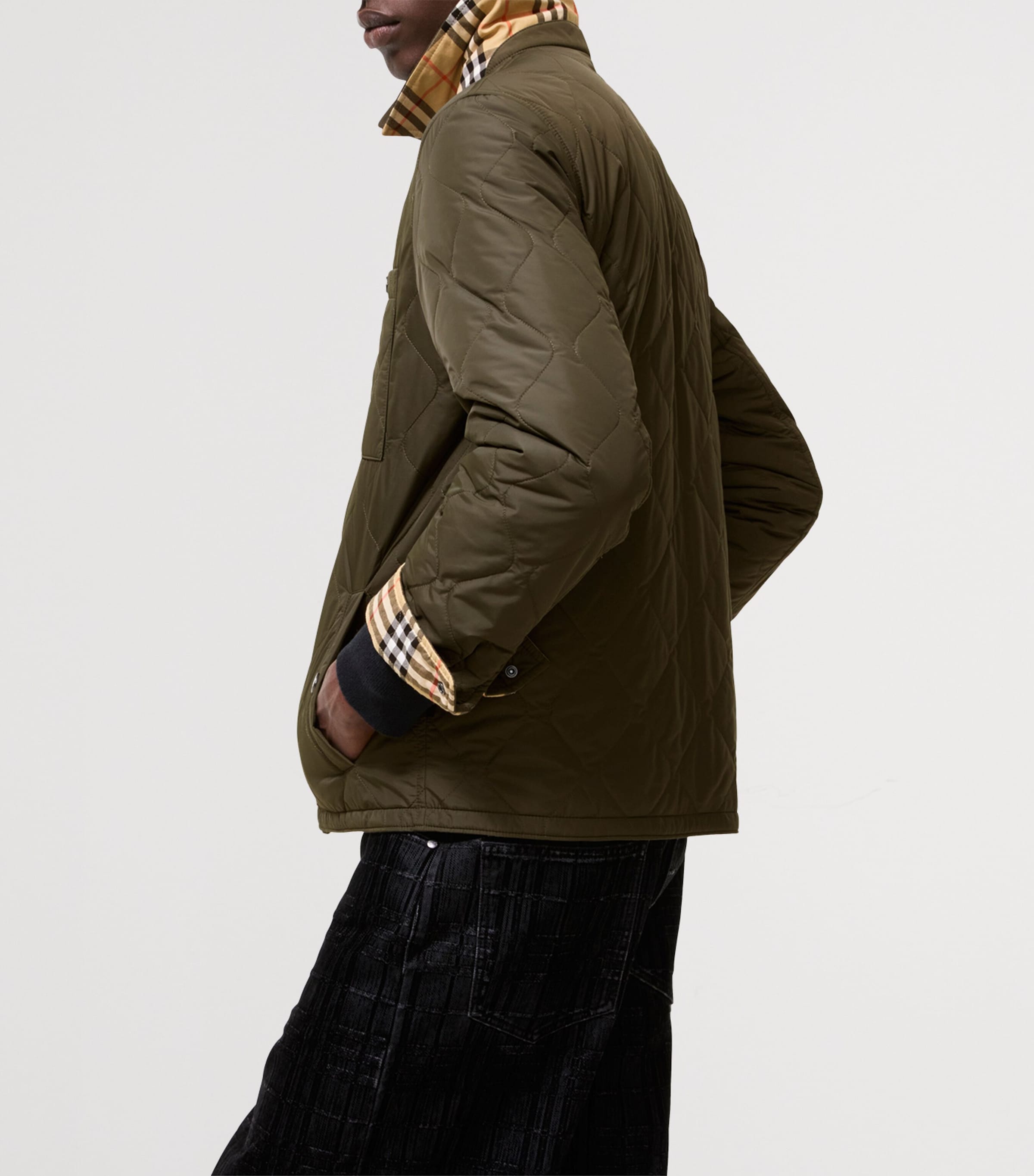 Burberry Mens Reversible Quilted Overshirt Jacket Shale Image 3