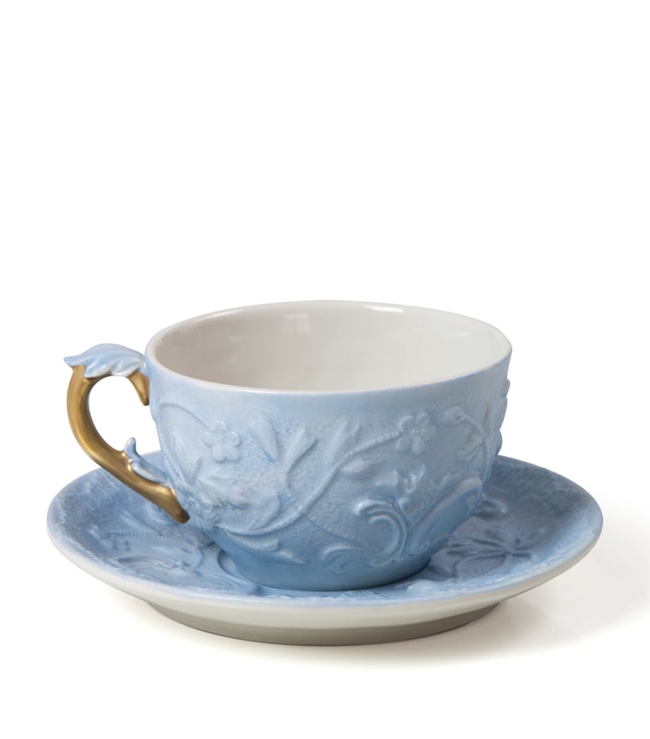 VILLARI Taormina Teacup and Saucer Blue Gld Image 1