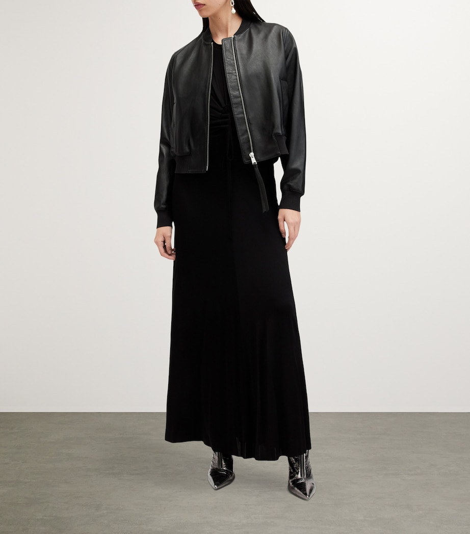 Leather Orten Bomber Jacket BLACK Image 10