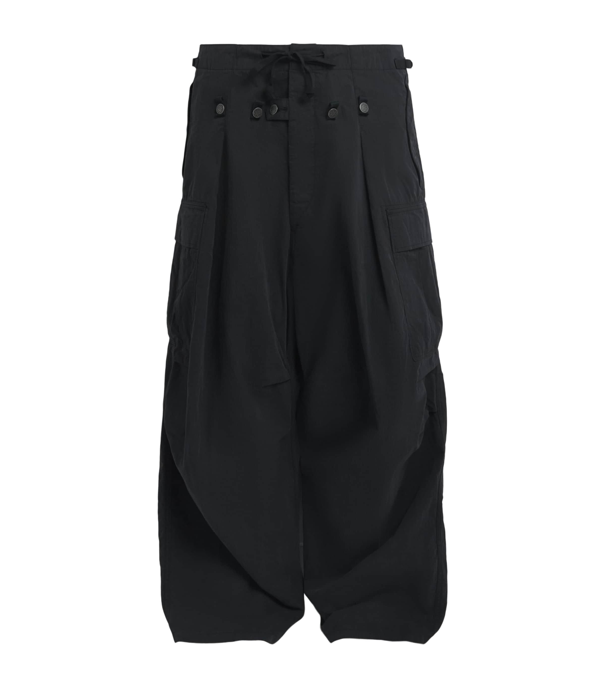 Kapital Mens Ripstop Jumbo Cargo Trousers Black Image 1