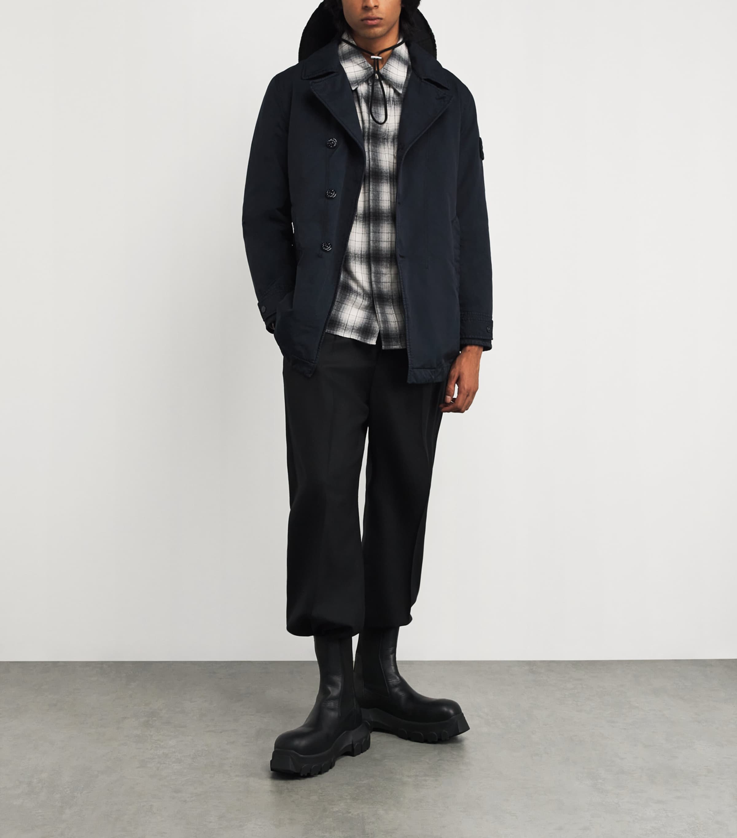 Stone Island Navy GHOST PIECE Technical Microfibre Jacket | Harrods UK