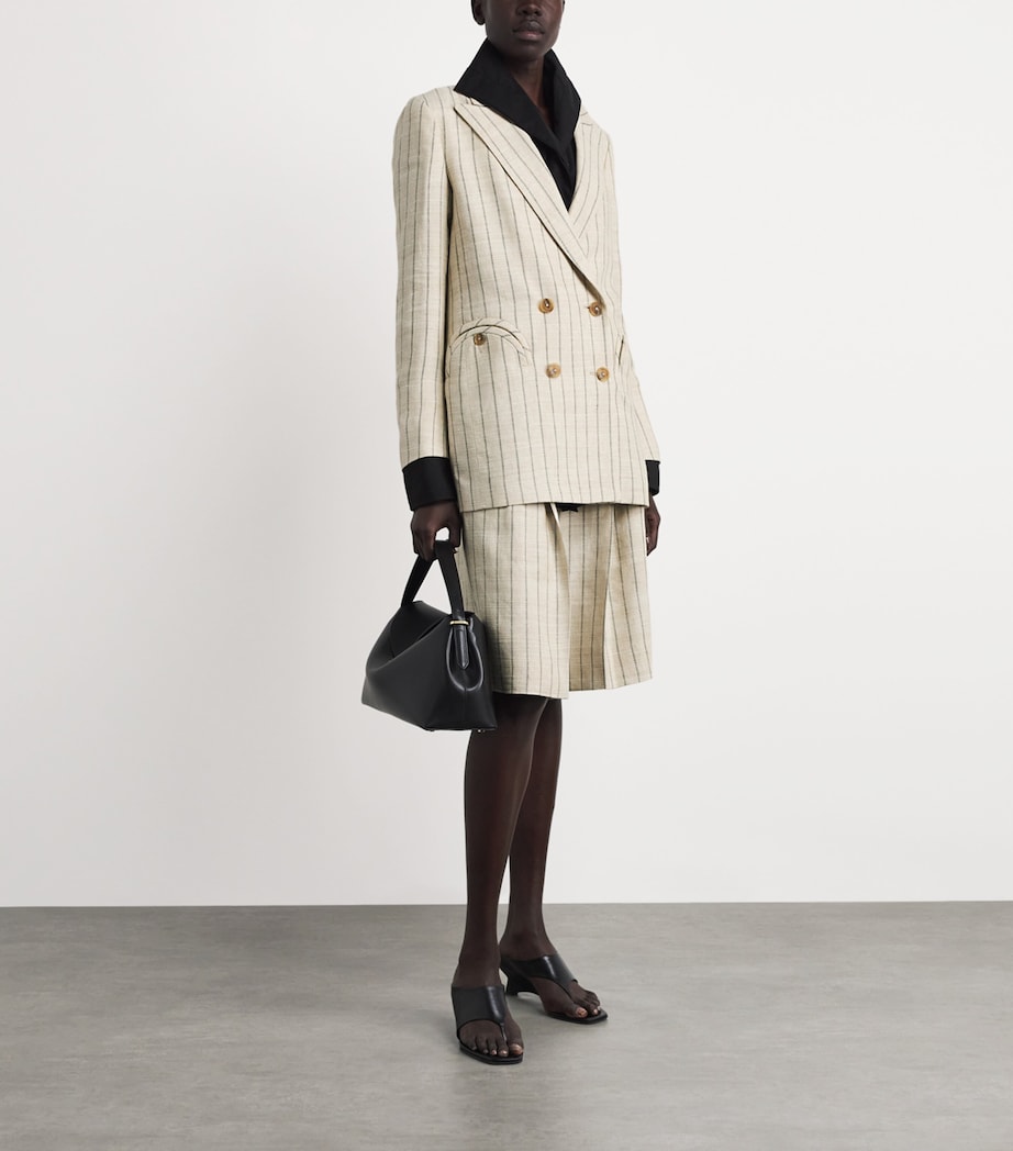 Blazé Milano Womens Pinstripe Serene Husul Tailored Shorts Tea Image 2