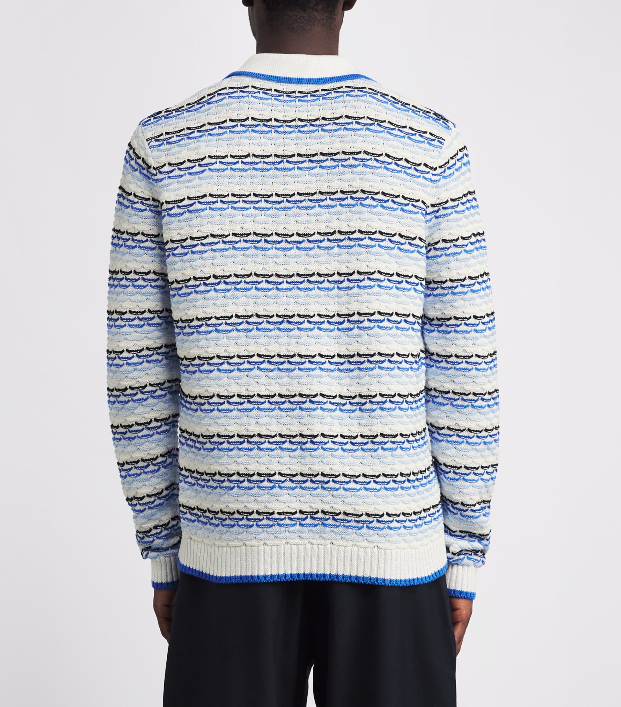 Cotton Tuck-Stitch Polo Shirt BLUE Image 4