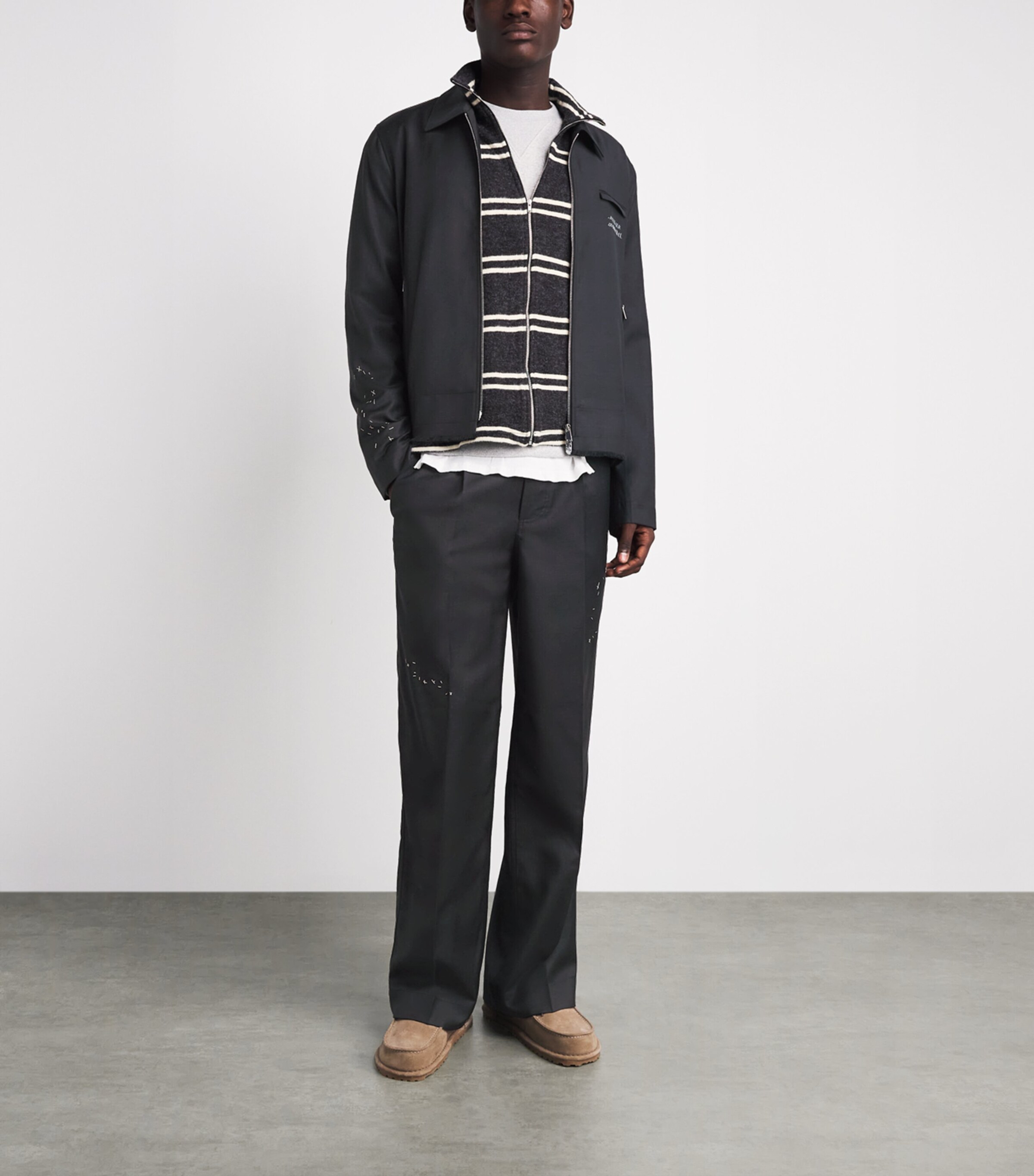 DOMREBEL Mens Virgin Wool Backstage Bomber Jacket Grey Wool Image 2