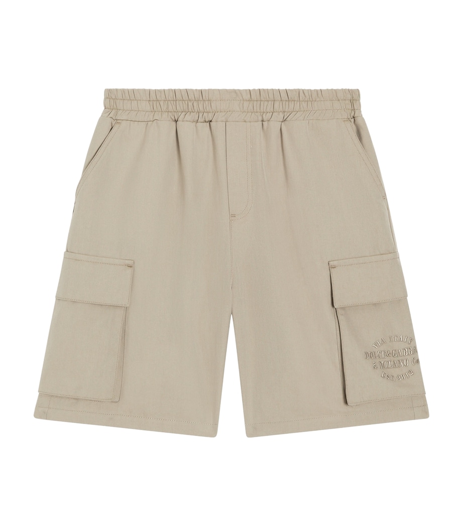 Dolce&Gabbana Kids Cotton Cargo Shorts (8-12+ Years) Dark Kaki Image 1
