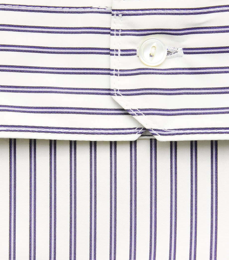 Junya Watanabe MAN Mens Cotton Stripe Shirt Wht/nvy X Beige Image 6