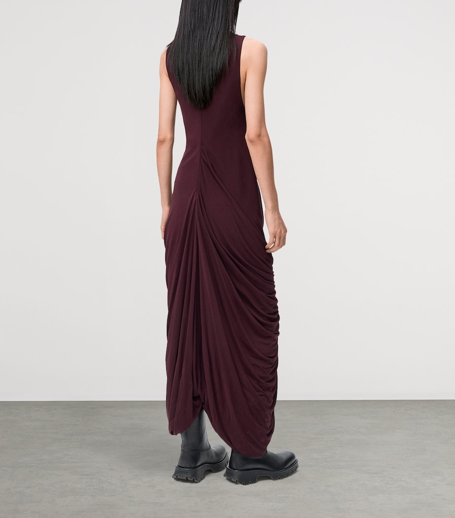 Knot-Front Draped Maxi Dress BURGUNDY Image 3