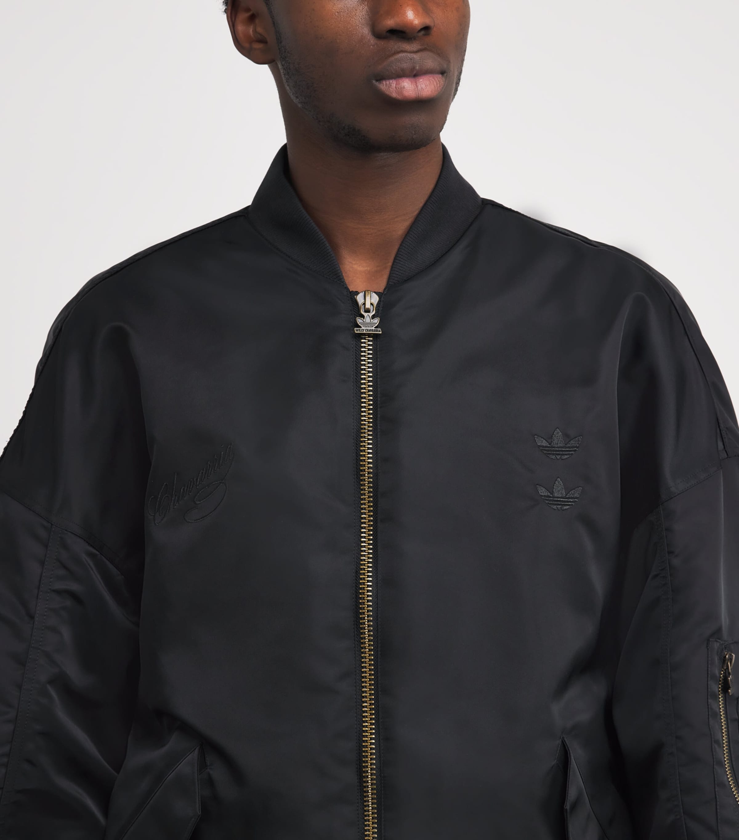 x adidas Satin Bomber Jacket BLACK Image 6
