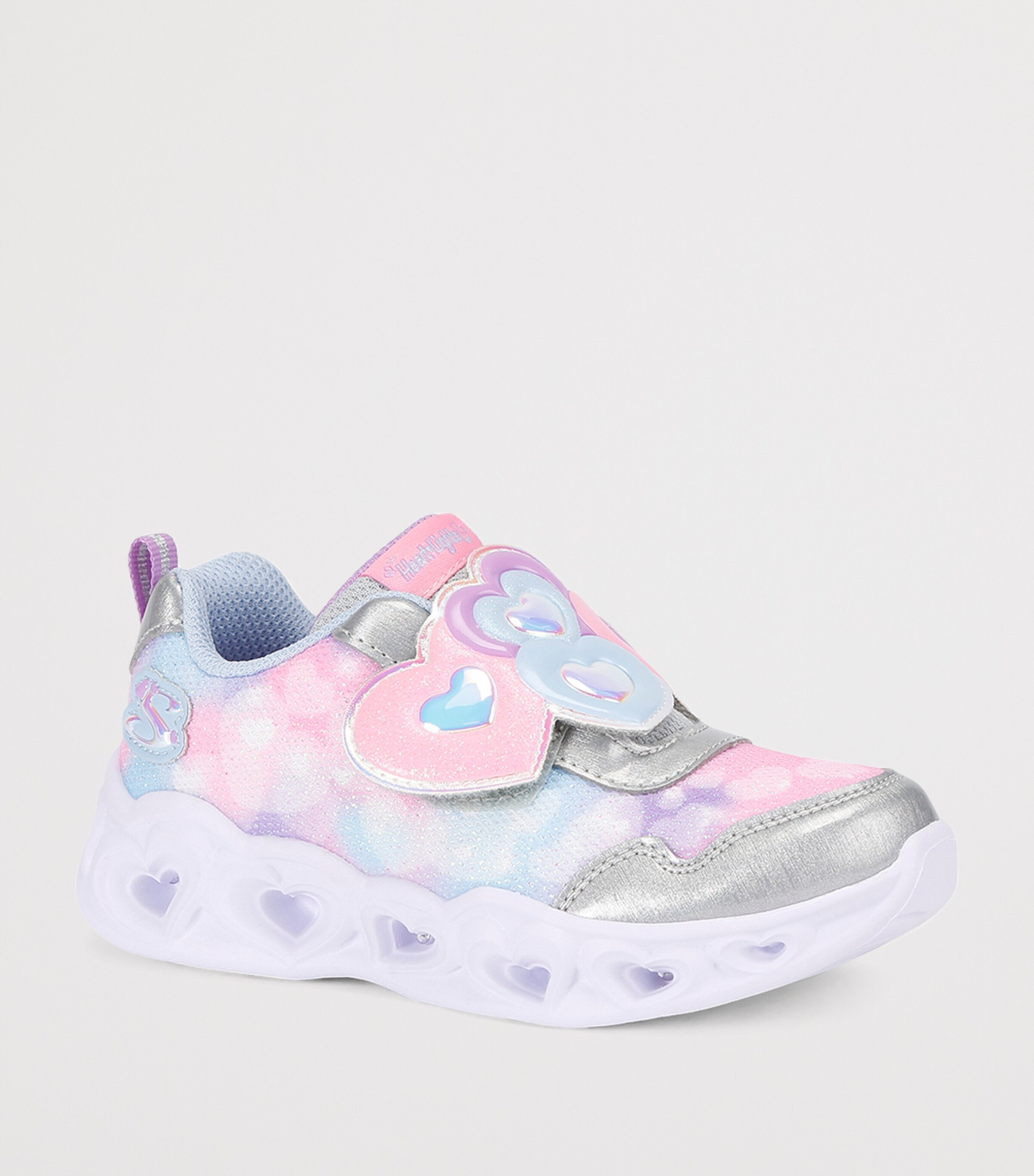 Skechers Heart Lights Trainers Lilac Image 3