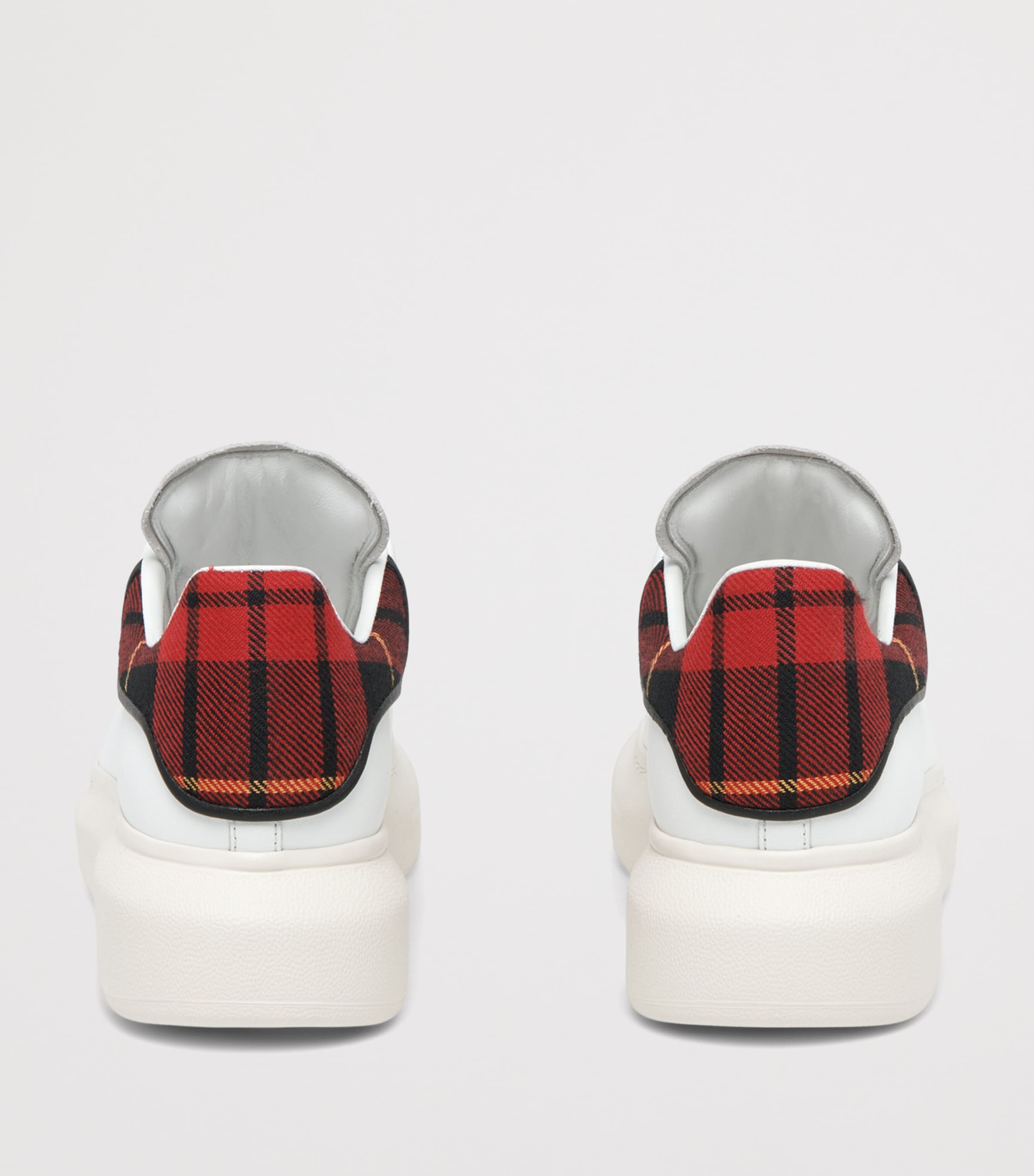 McQueen Leather Tartan-Trim Oversized Sneakers Image 3