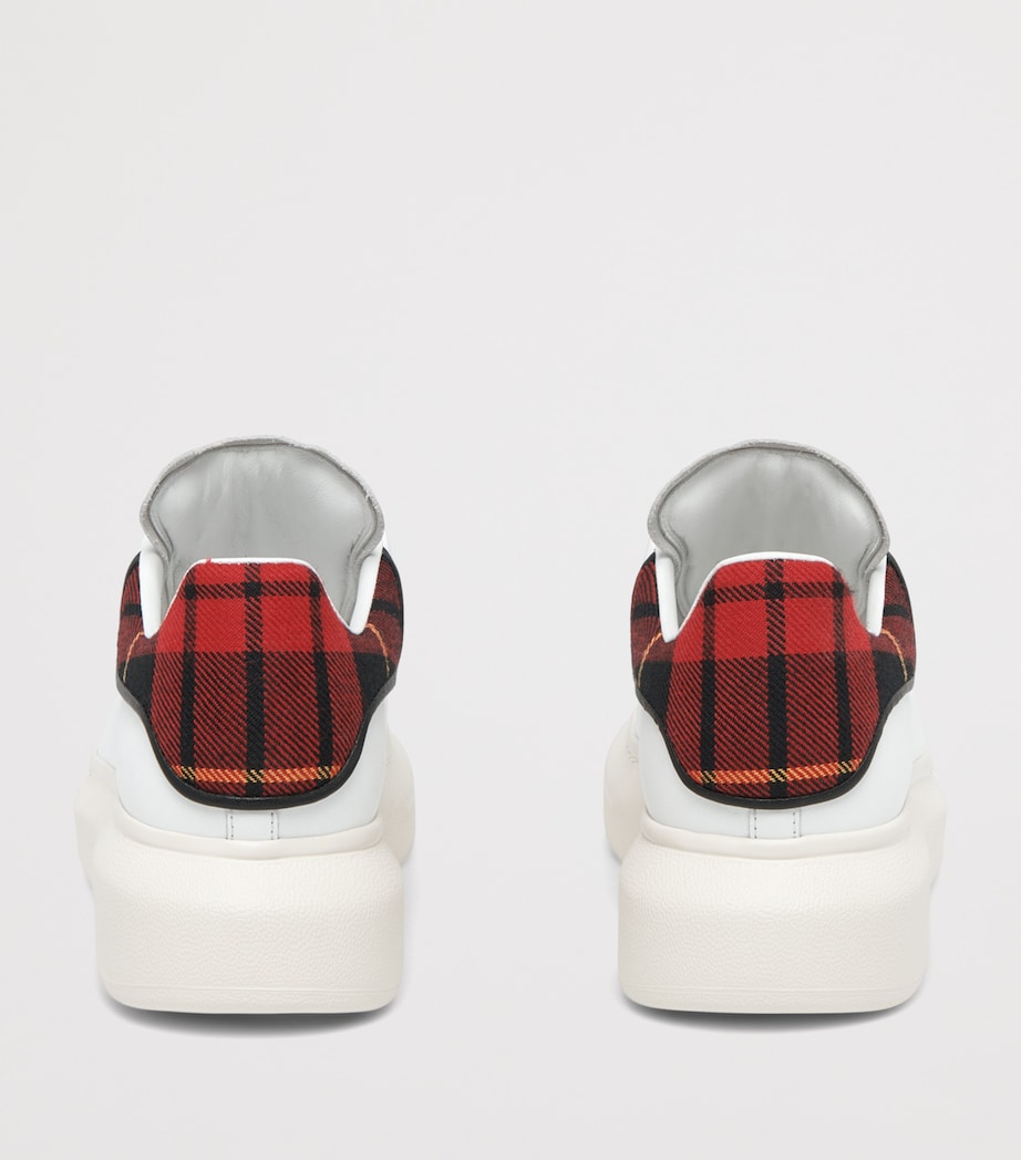 McQueen Leather Tartan-Trim Oversized Sneakers Image 3