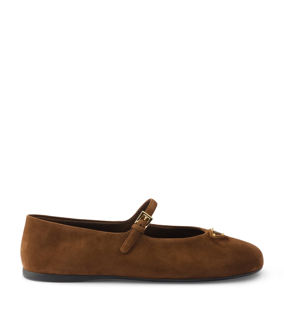 Prada Suede Ballet Flats Brown Image 1