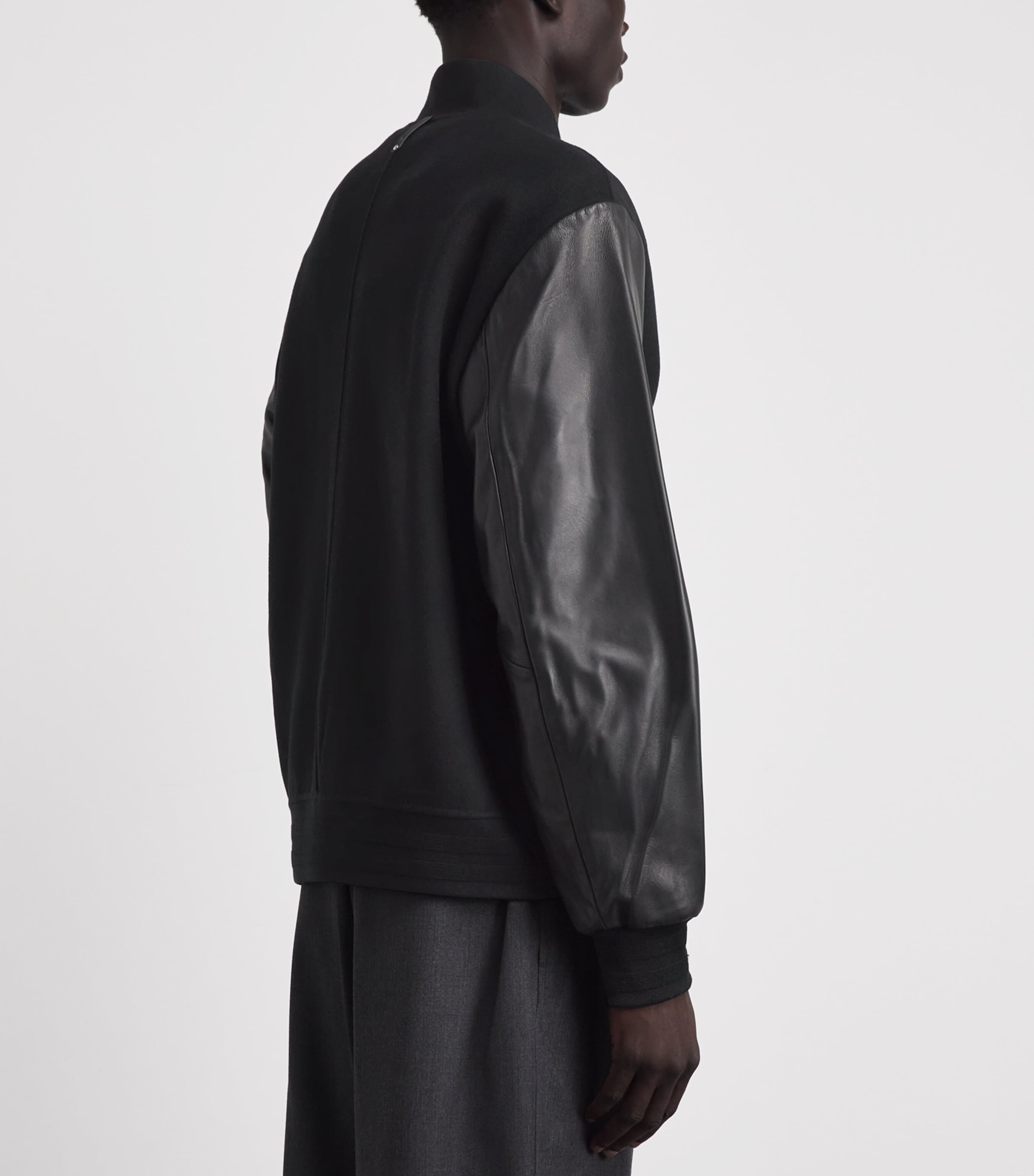 Mackage Mens Wool Leather-Trim Emilio Bomber Jacket Black Image 5