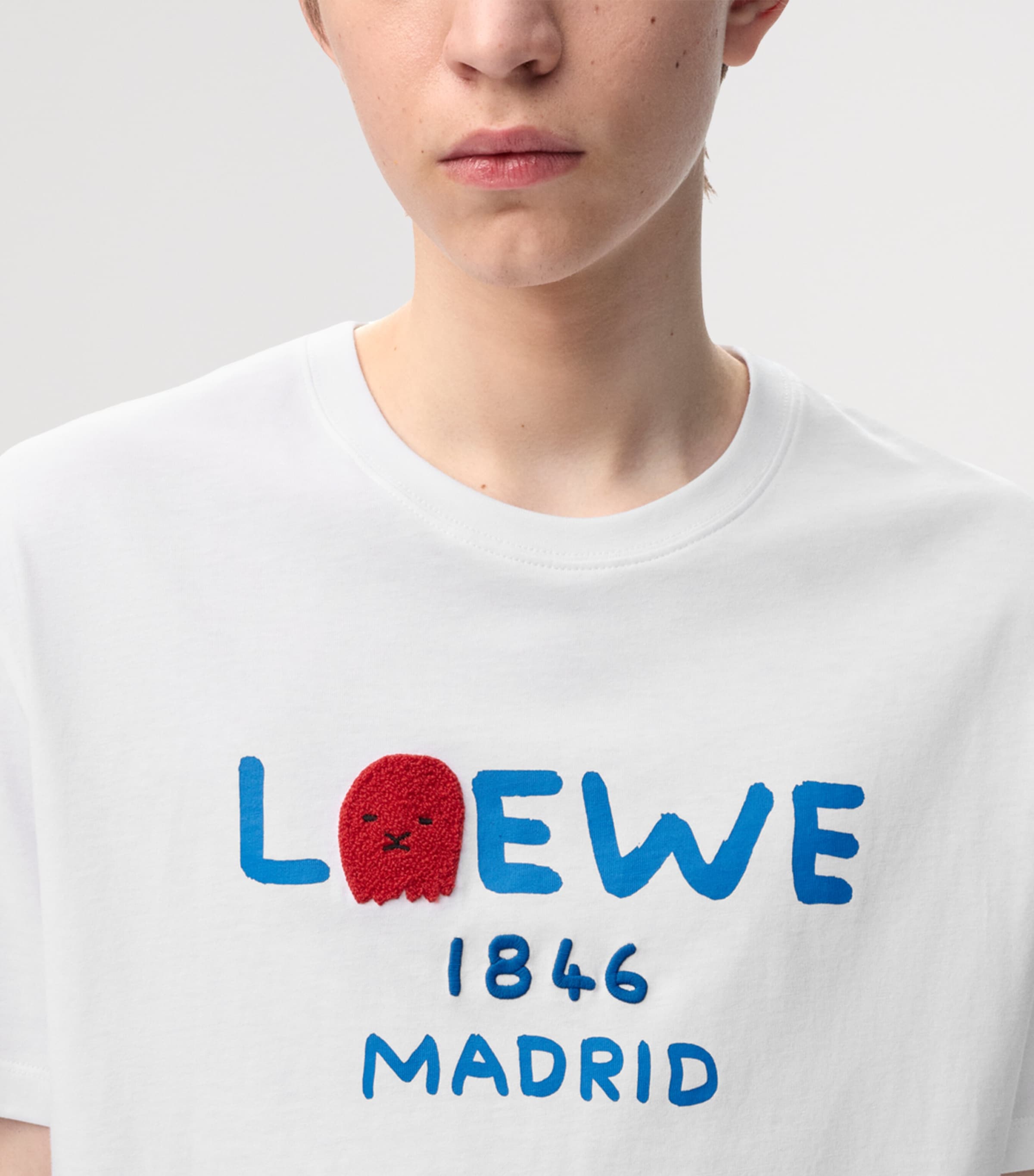 LOEWE Mens Cotton Relaxed Lion T-Shirt White Image 4