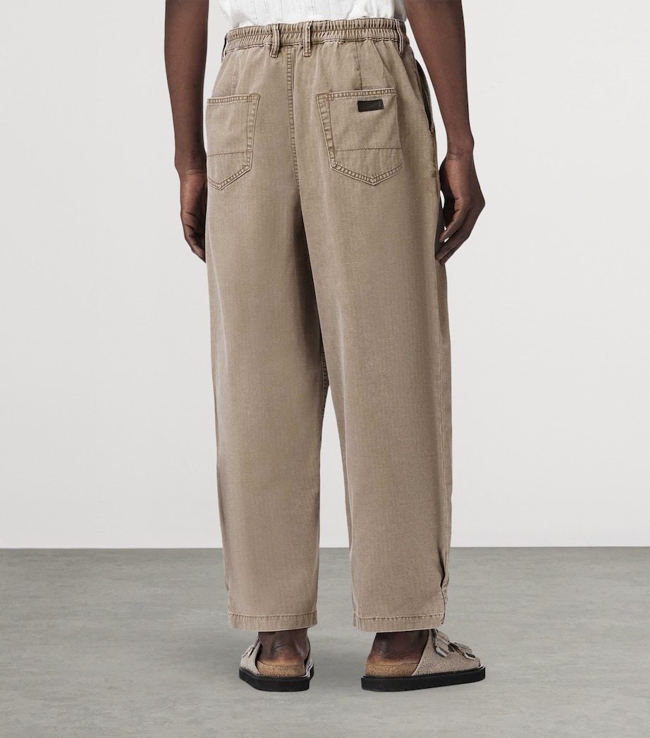 AllSaints Mens Organic Cotton Becco Trousers Stone Brown Image 4