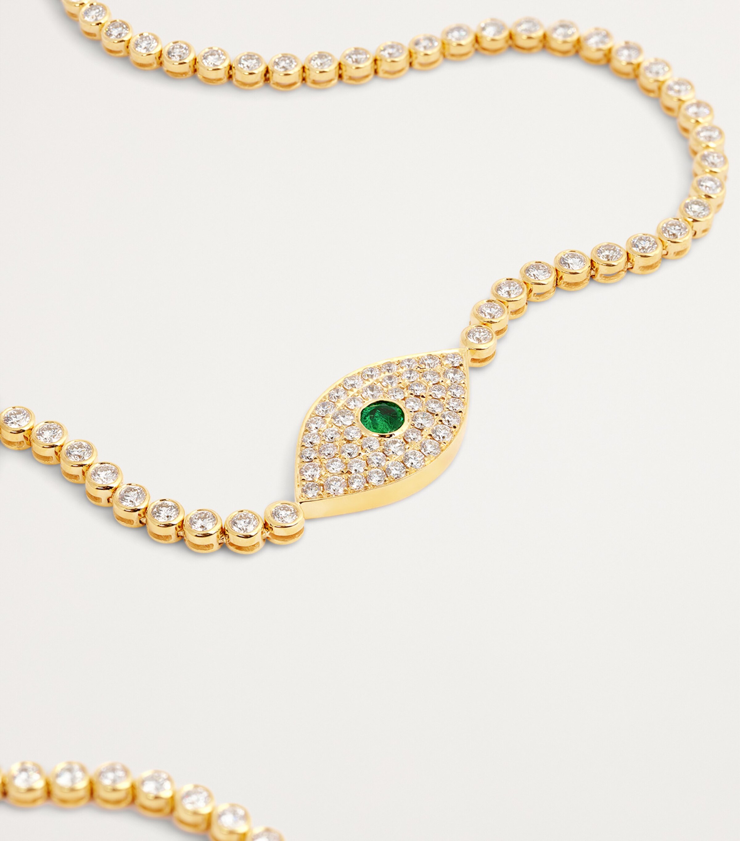 Yellow Gold, Diamond and Emerald Evil Eye Choker Necklace YELLOW GOLD Image 4