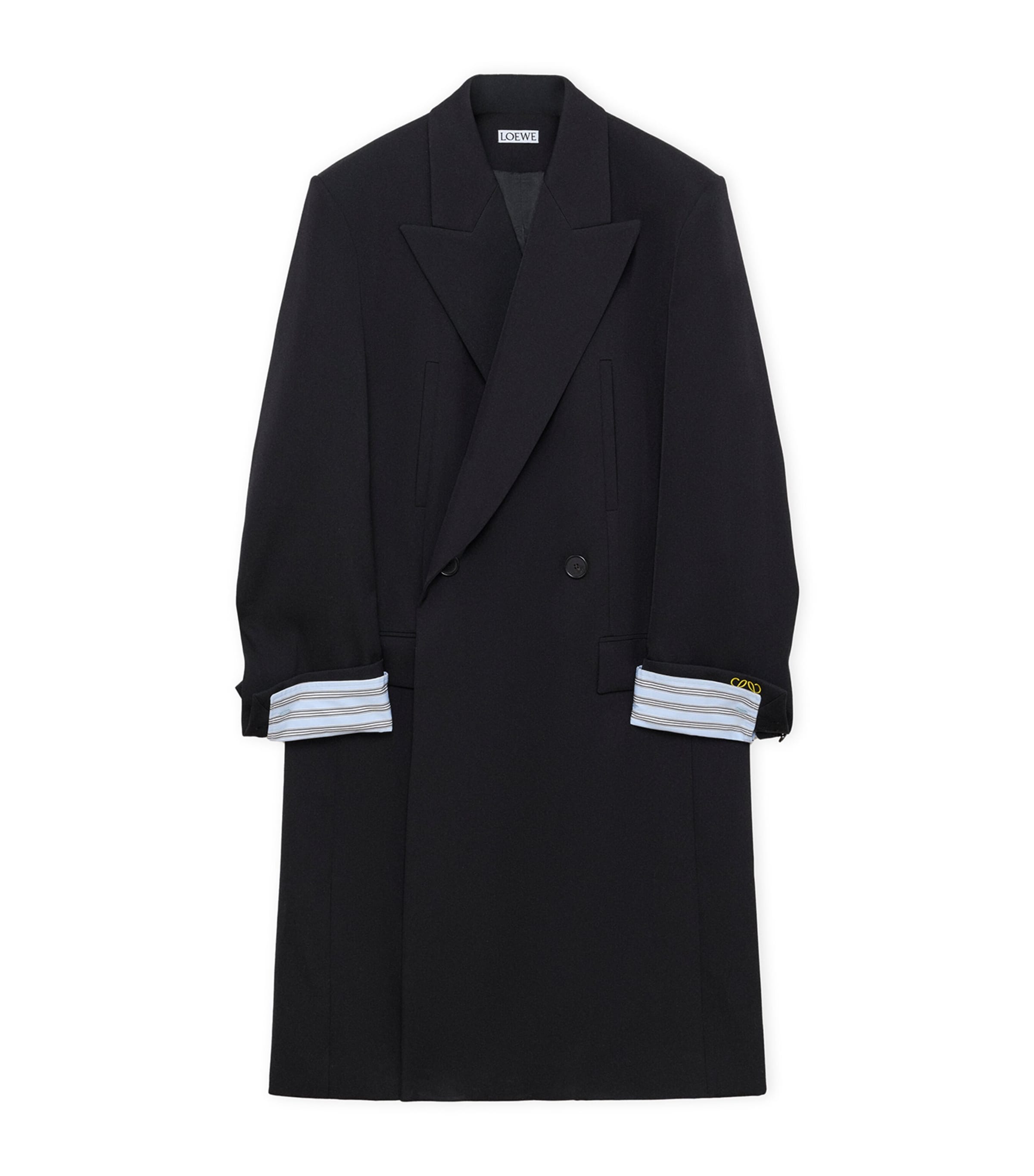 LOEWE Womens Wool-Blend Layered-Cuff Coat Dark Navy Image 1