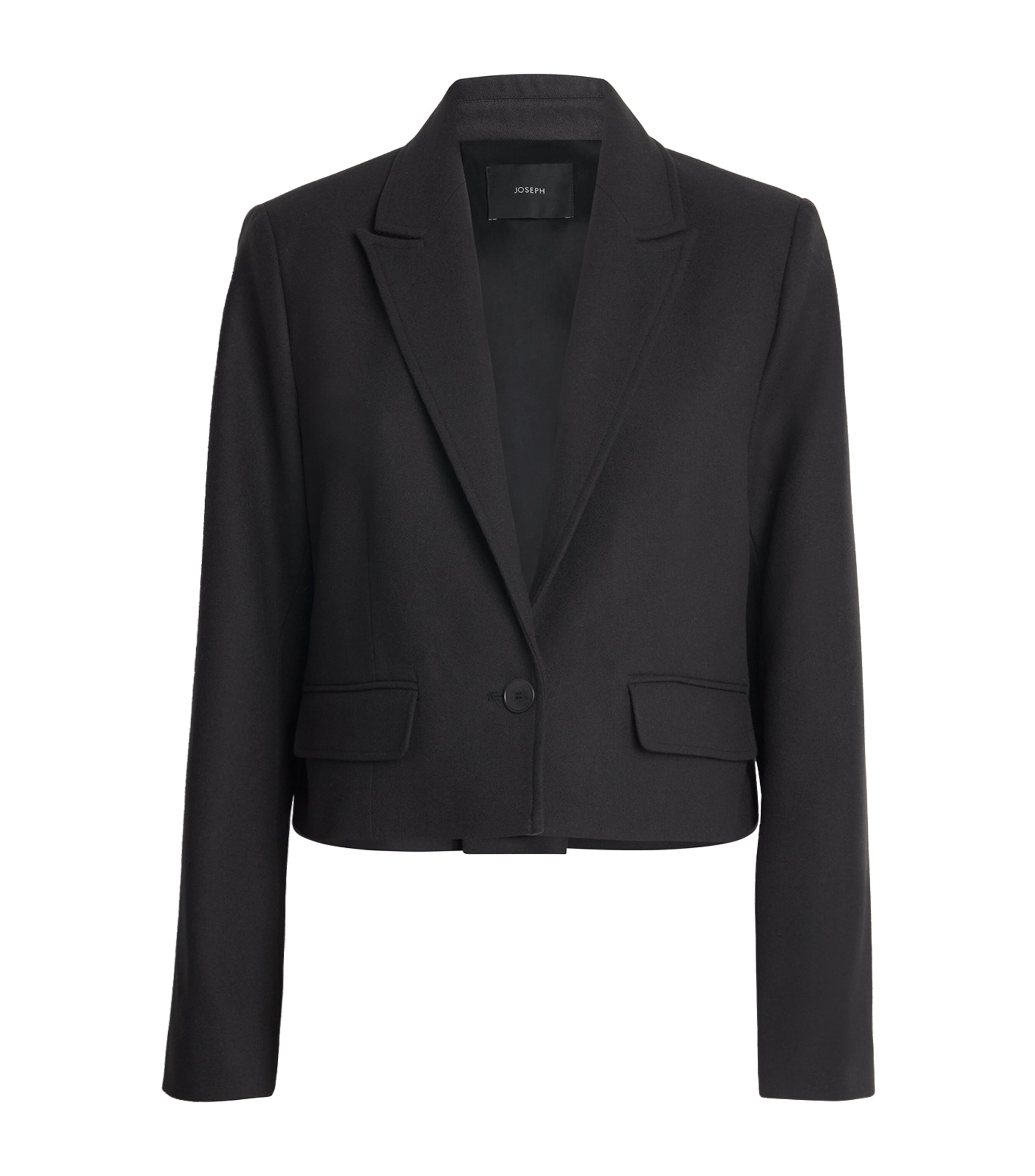 Joseph Virgin Wool Flannel Cropped Blazer In Brown