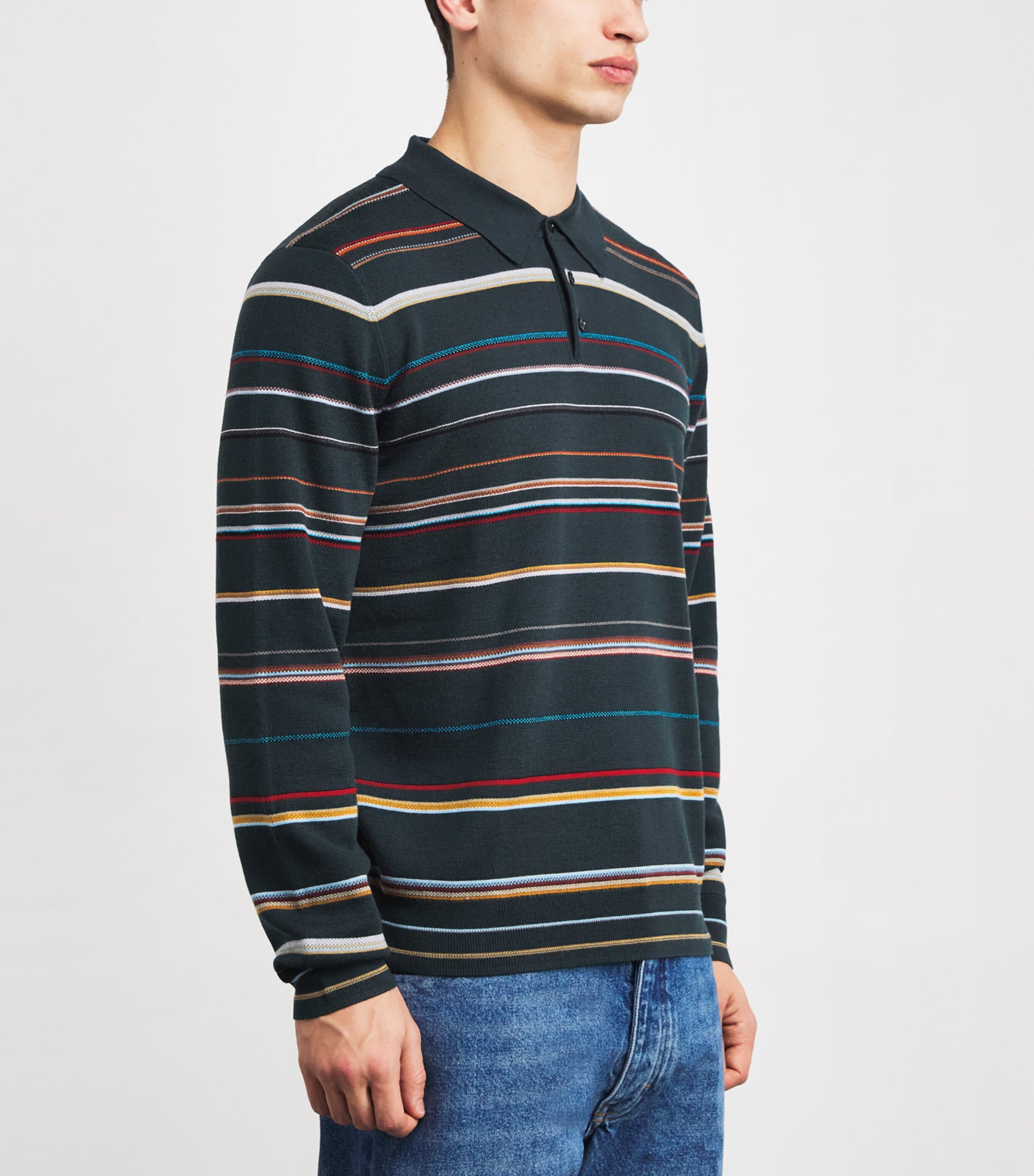 Merino Signature Stripe Polo Shirt GREEN-38 Image 3