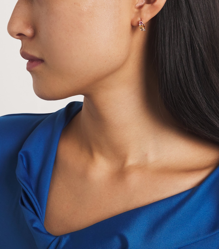 Rose Gold, Diamond and Sapphire Frenzy Huggie Earrings 18K RG/PS Image 2