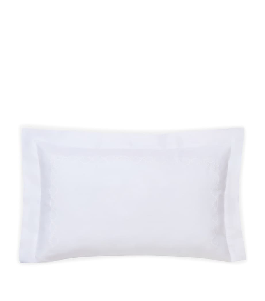 Loretta Caponi Cotton Art Deco Pillowcase Pair (50cm x 75cm) White On White Image 1