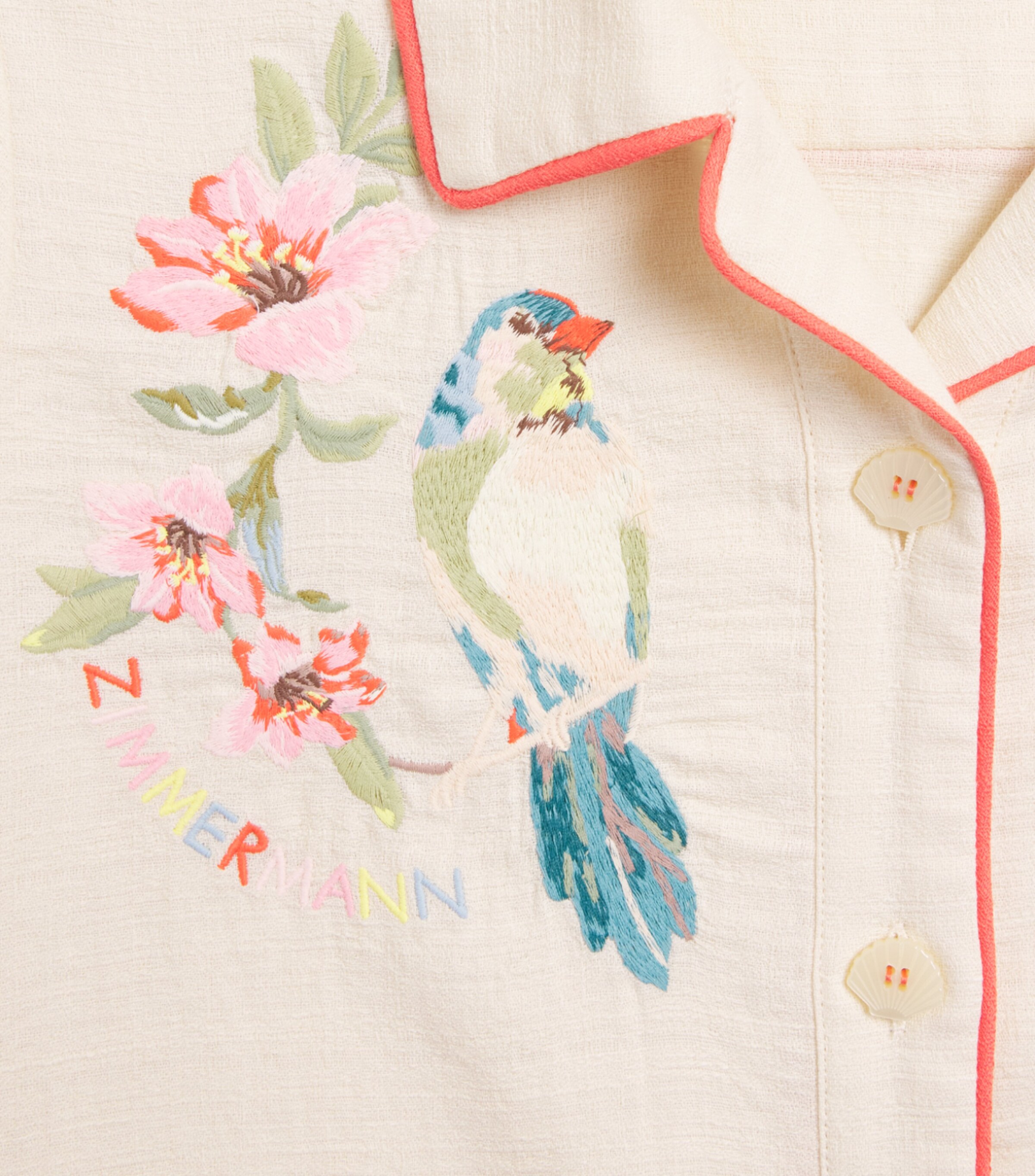 Zimmermann Kids Cotton Embroidered Aster Shirt (2-12 Years) Ivory Image 4