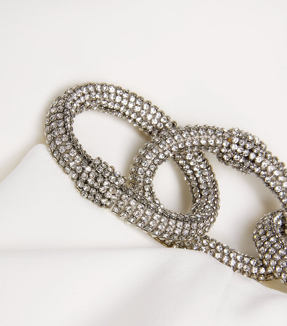 Satin Crystal Embellished Jumpsuit 9001 WHITE Image 5