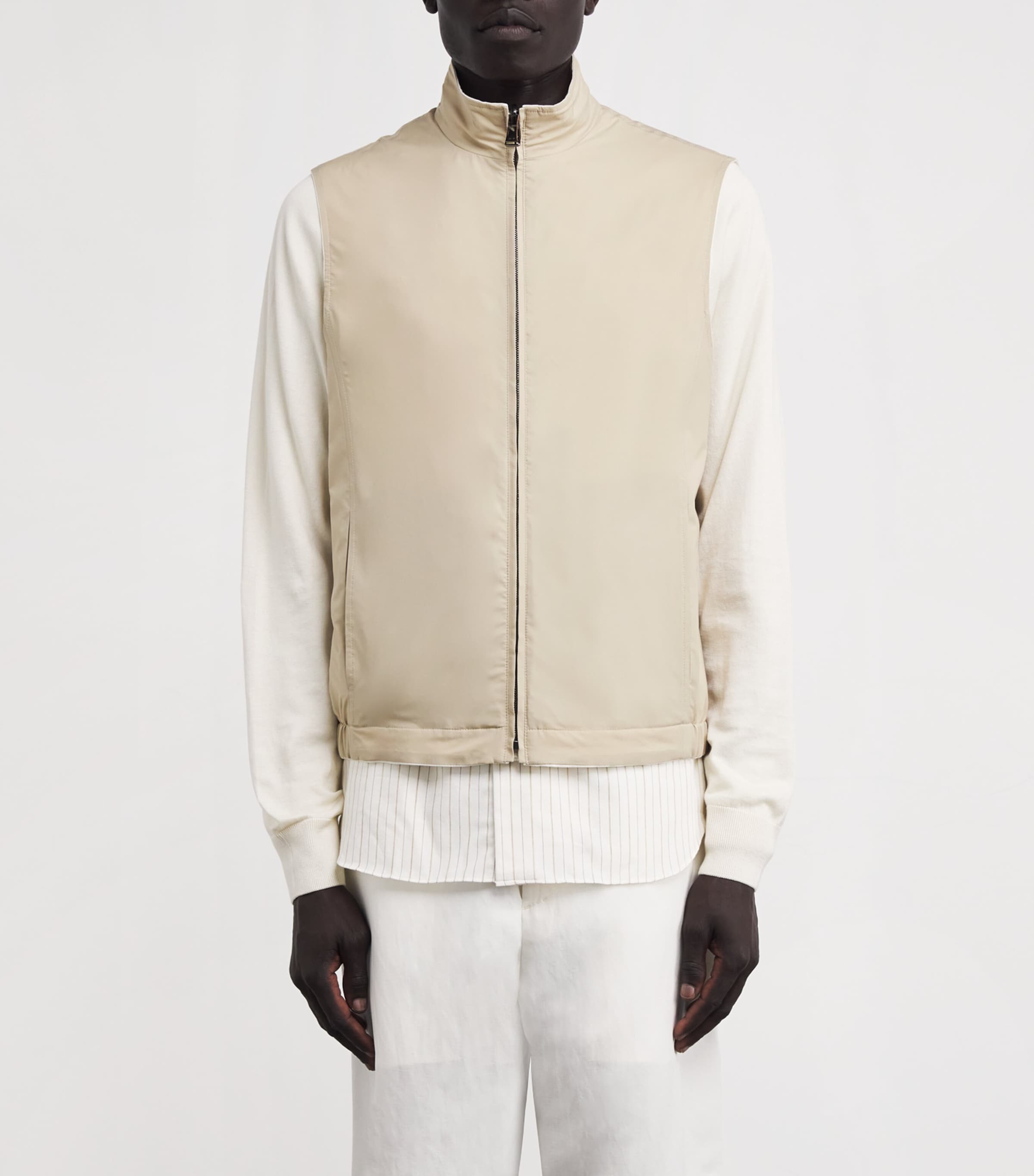 Canali Mens Linen-Silk Gilet White Image 3