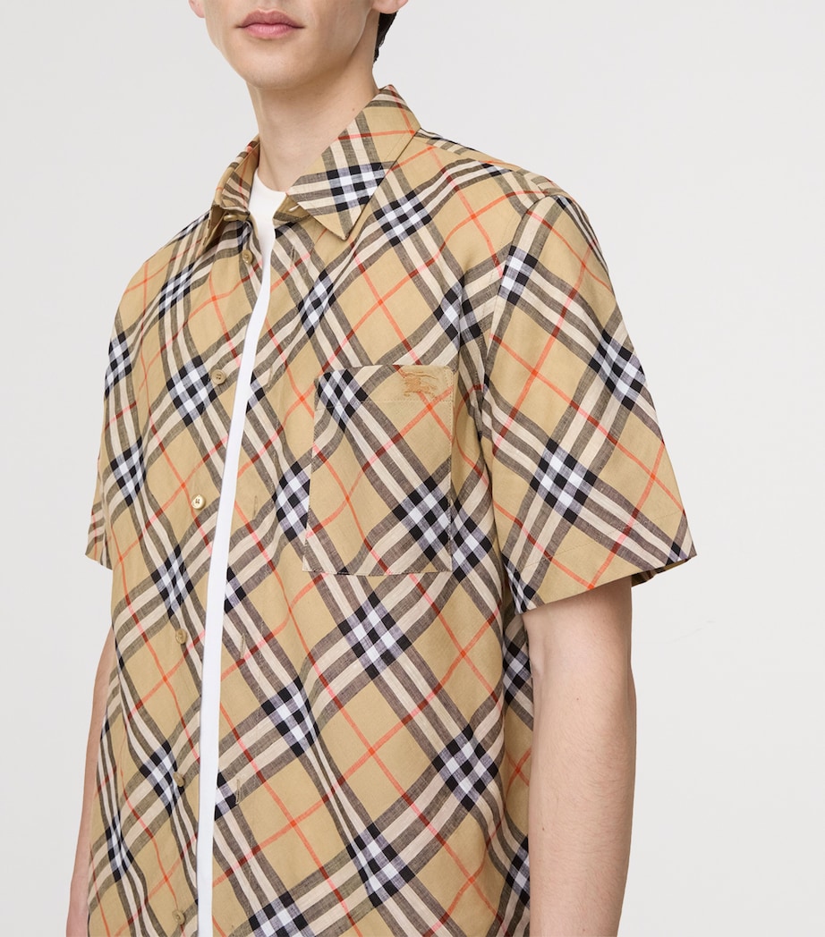 Burberry Mens Linen Check Shirt Sand Ip Check Image 3