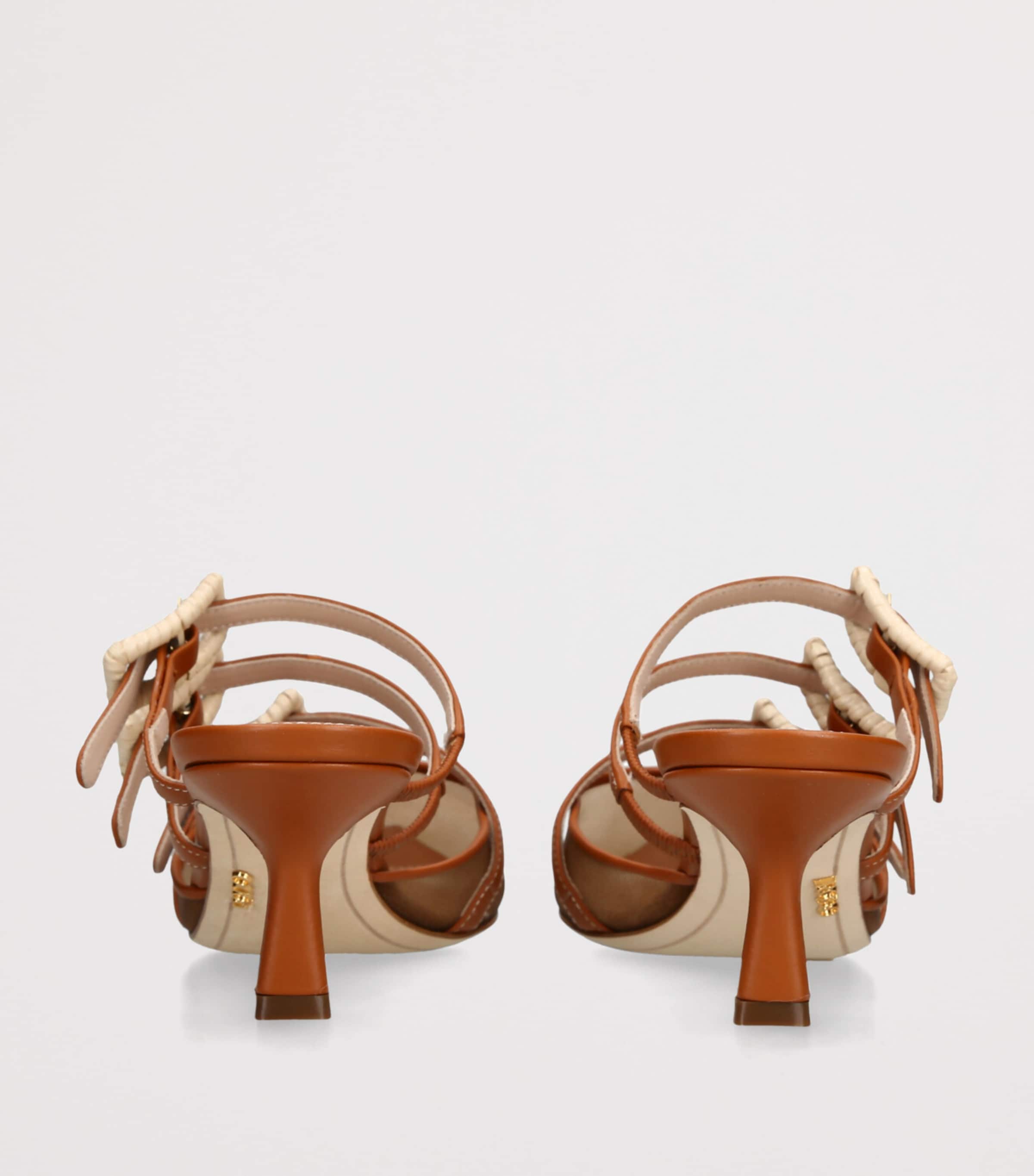 Rodo Leather Paige Heeled Mules 55 Tan Comb Image 2