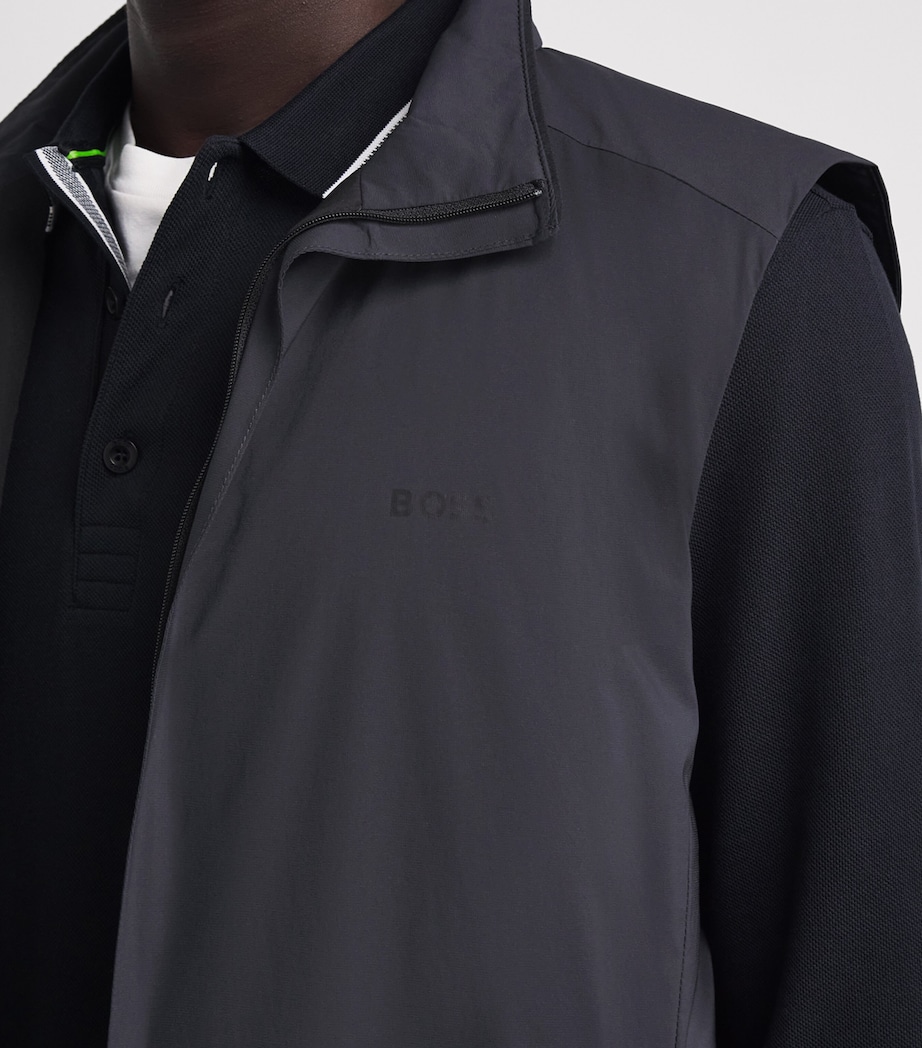 BOSS Mens Water-Resistant Logo Gilet Dark Image 3