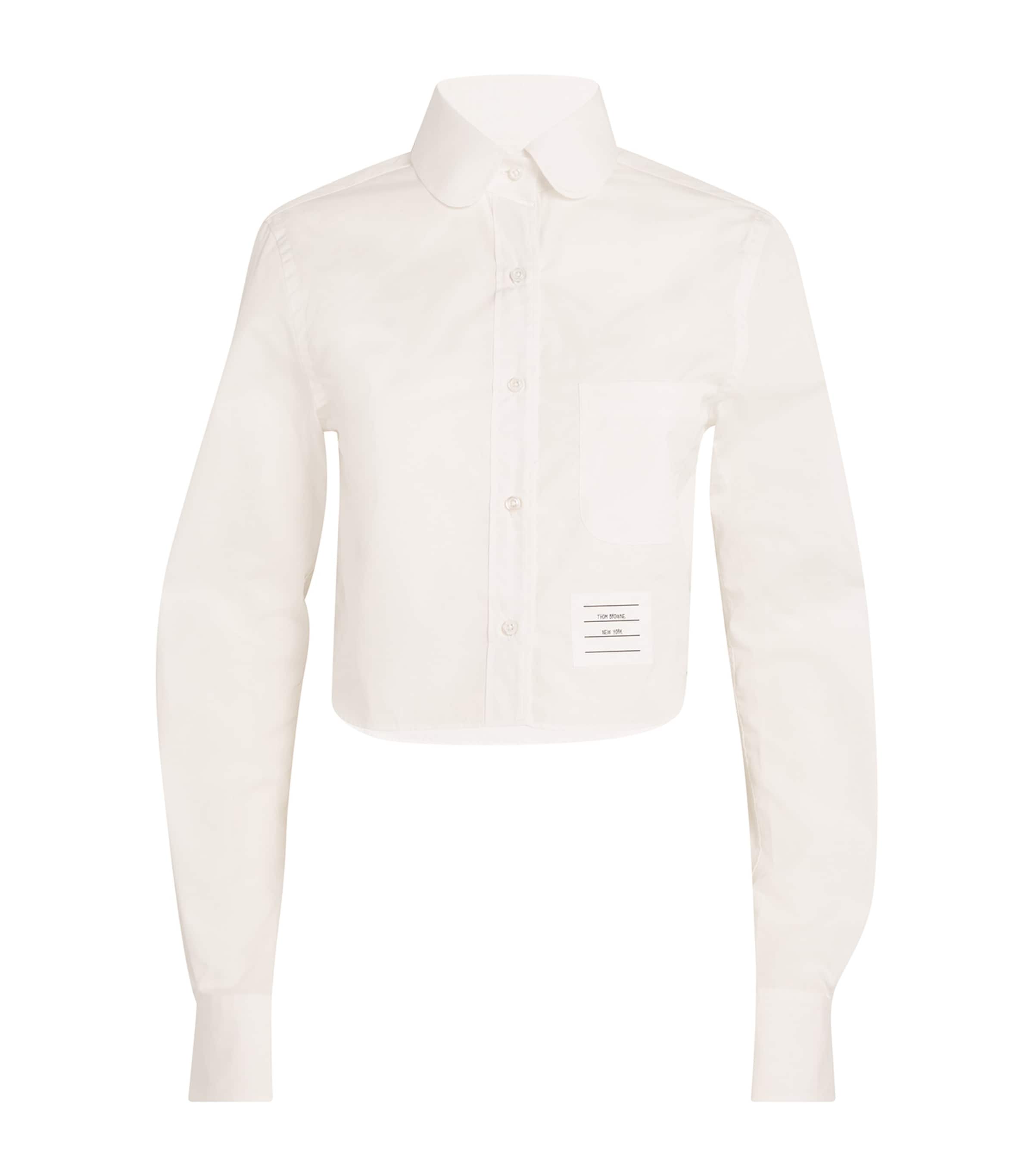 Thom Browne Cotton Poplin Cropped Shirt In White