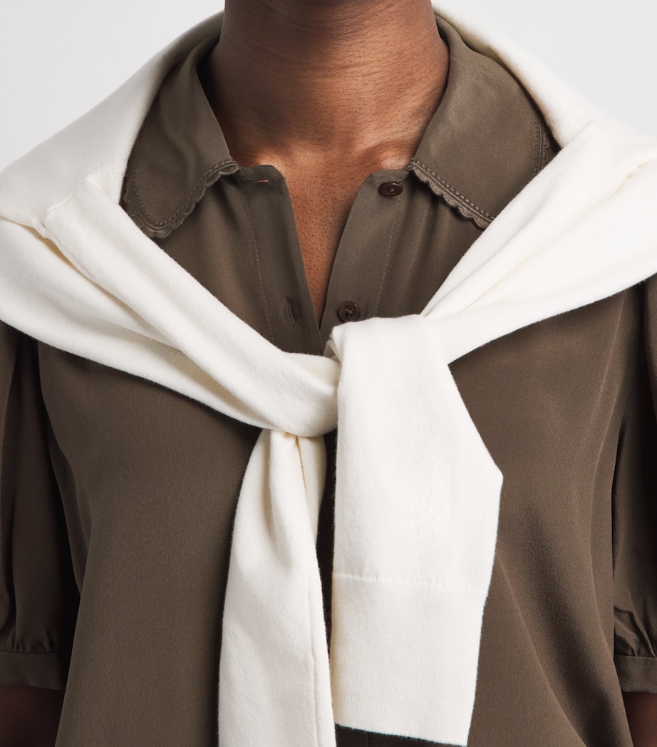 FRAME Womens Silk The Prim Blouse Deep Olive Image 3