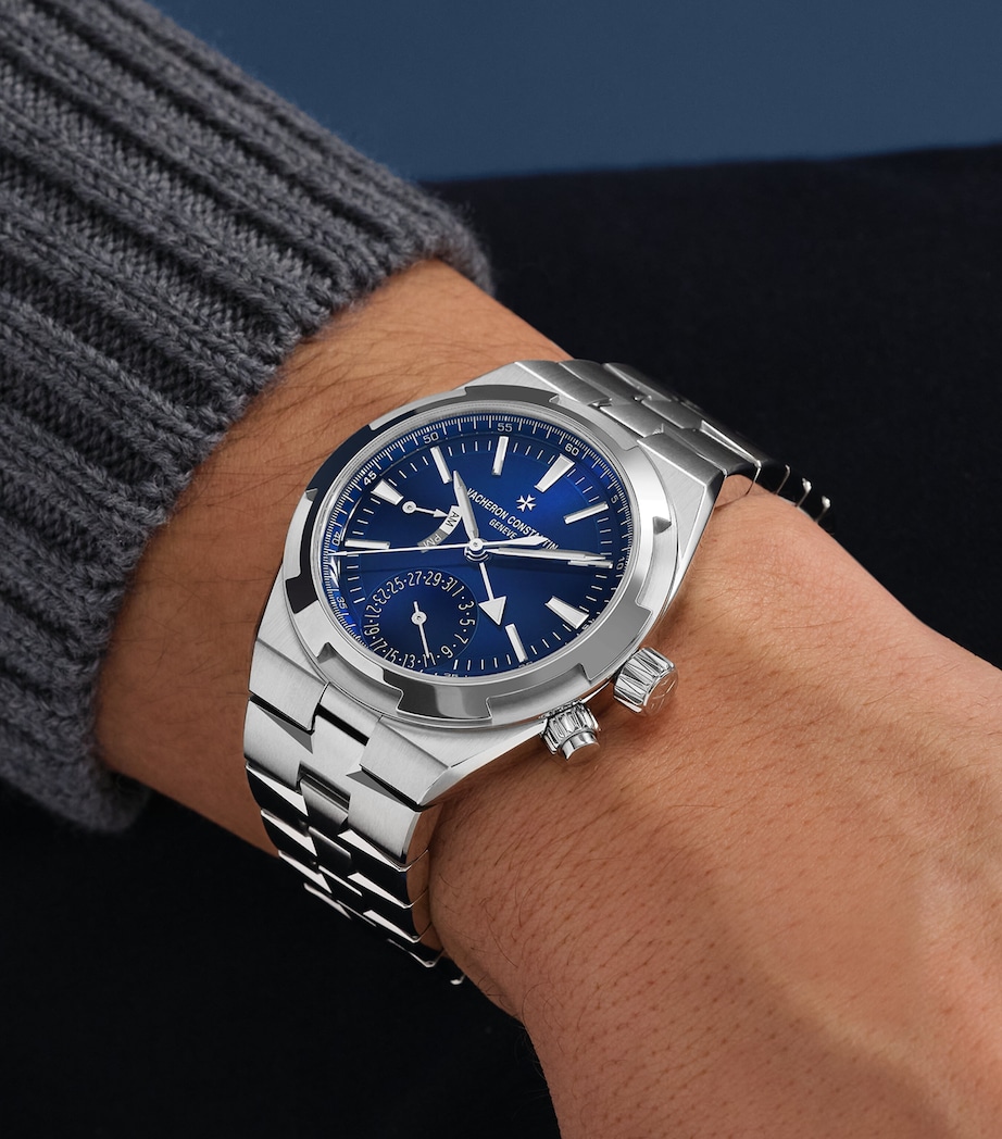 Vacheron Constantin Stainless Steel Overseas Dual Time Watch 41mm Blue Image 6