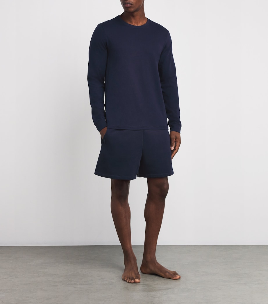 Cotton-Blend Fleece Lounge Shorts NAVY Image 2