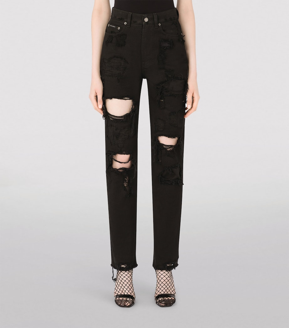 Dolce&Gabbana Womens Distressed Jeans Combined Colou Image 5